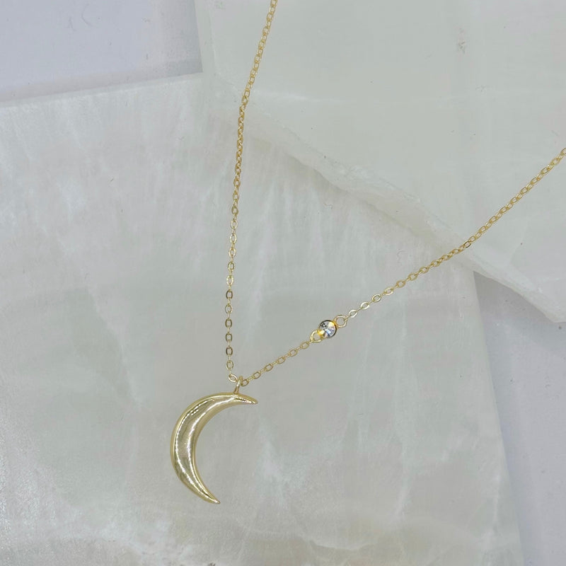 CRESCENT MOON & STUD necklace