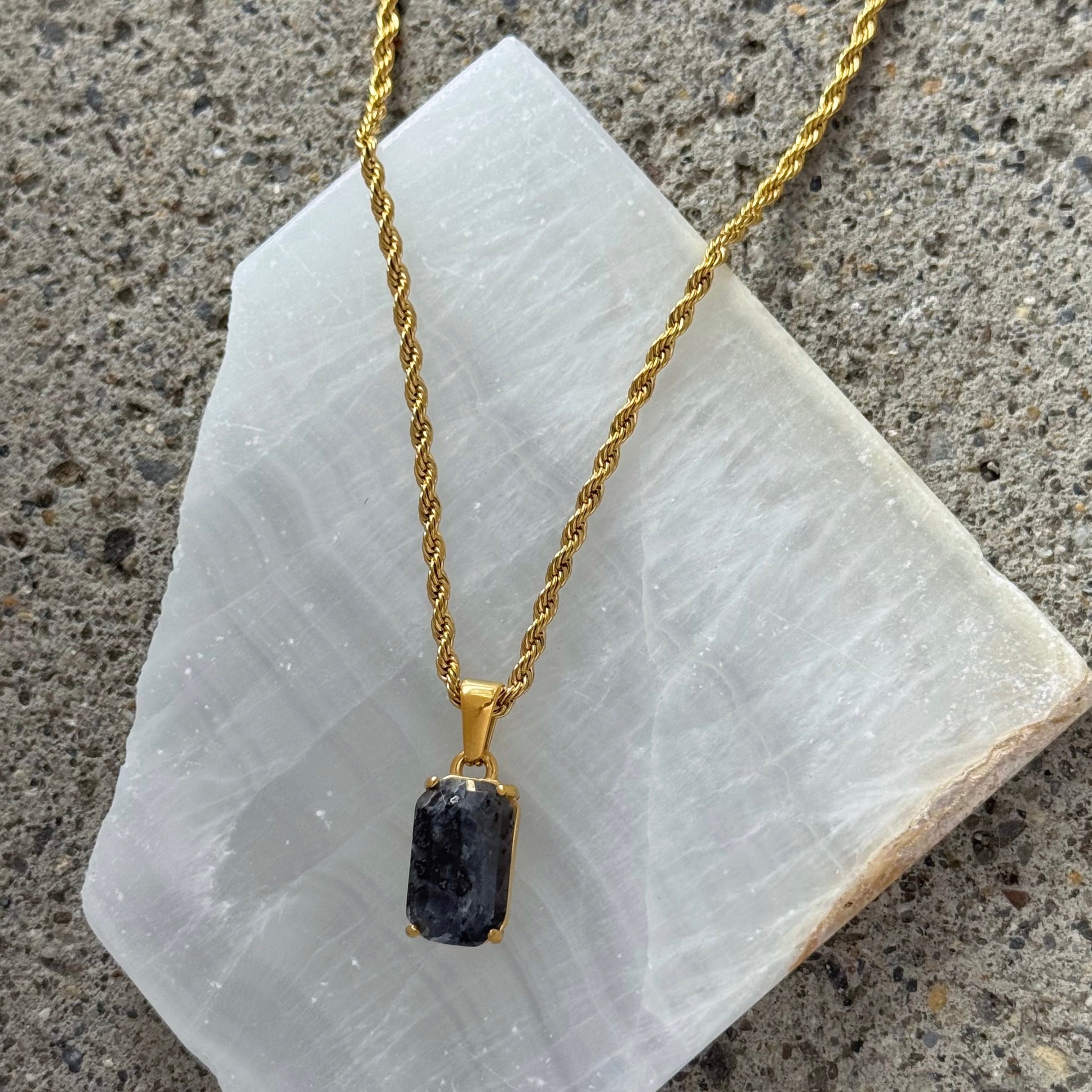 GOLD BLACK TOURMALINE GEMCUT necklace