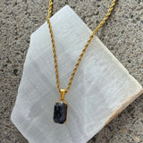 GOLD BLACK TOURMALINE GEMCUT necklace