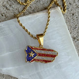 GOLD CRYSTAL PUERTO RICO MAP necklace