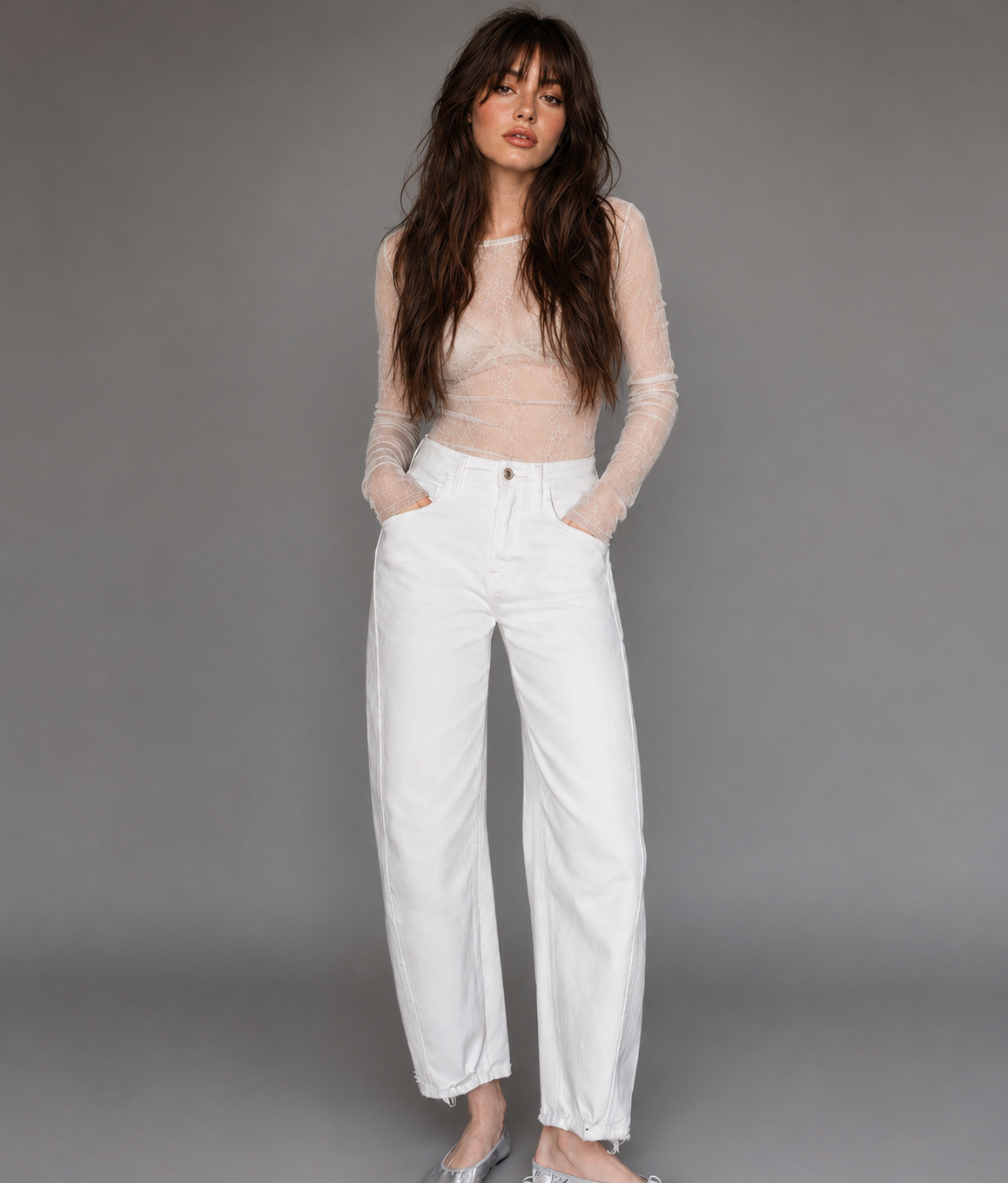 WESS HIGH RISE BRIGHT WHITE BARREL jeans