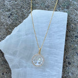 GOLD MOTHER OF PEARL TREE OF LIFE SUPER MINI necklace