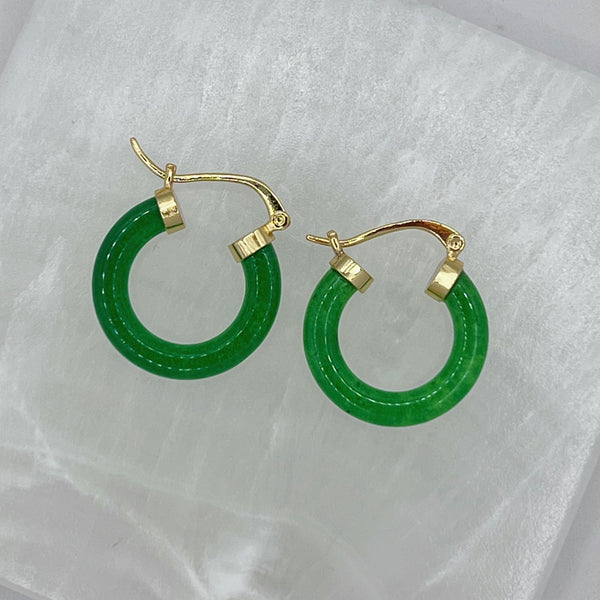 25MM GREEN JADE HOOP earrings