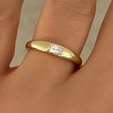GOLD CRYSTAL BAUETTE DOME ring