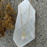 WHITE ENAMEL HEART LOCK SUPER MINI necklace