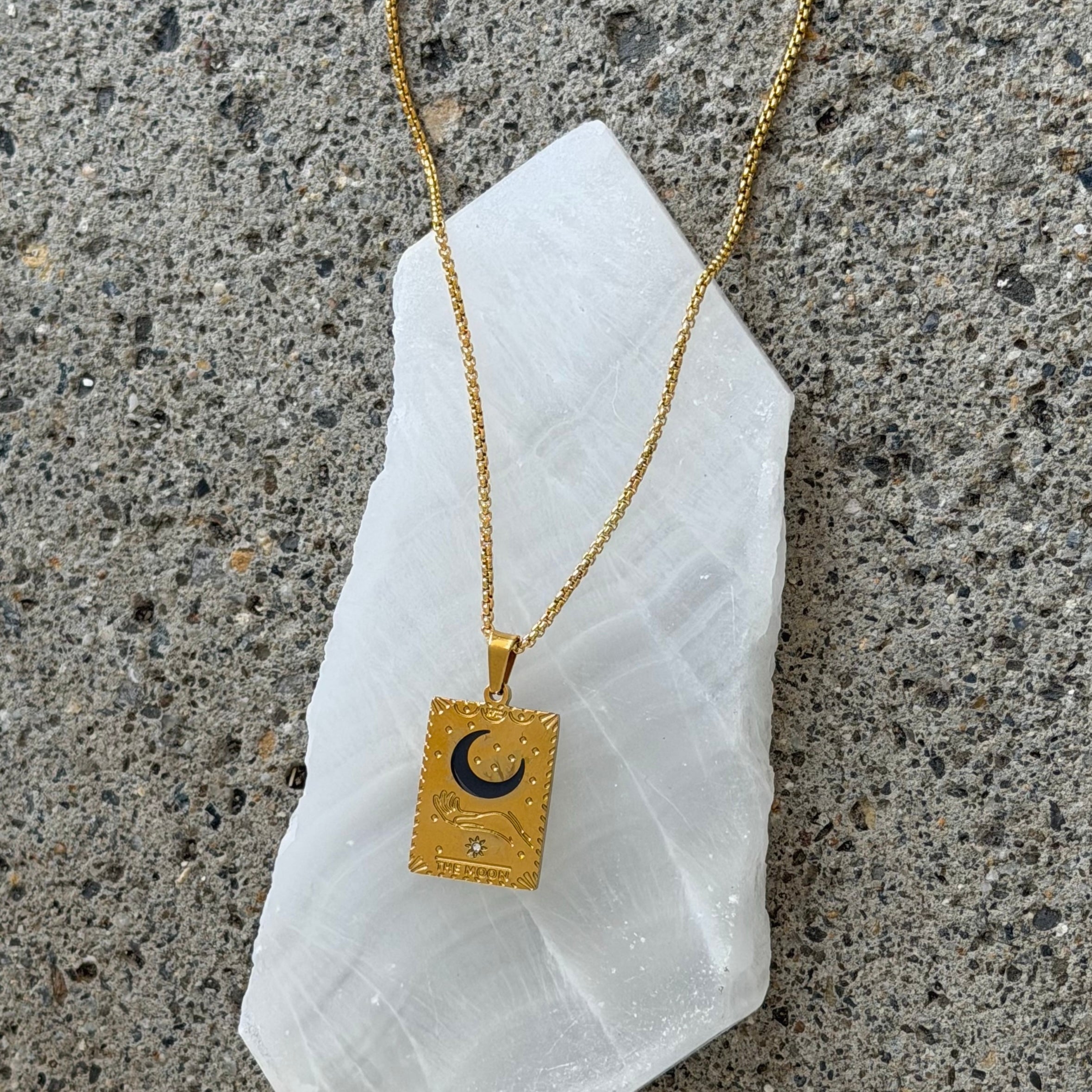 THE BLACK ENAMEL MOON MEDALLION necklace