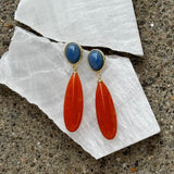 LAPIS AND ORANGE AVENTURINE ELONGATED DANGLE earrings