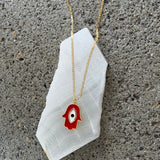 RED ENAMEL HAMSA EYE necklace