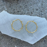 25MM BAMBOO GOLD STERLING HOOP earrings