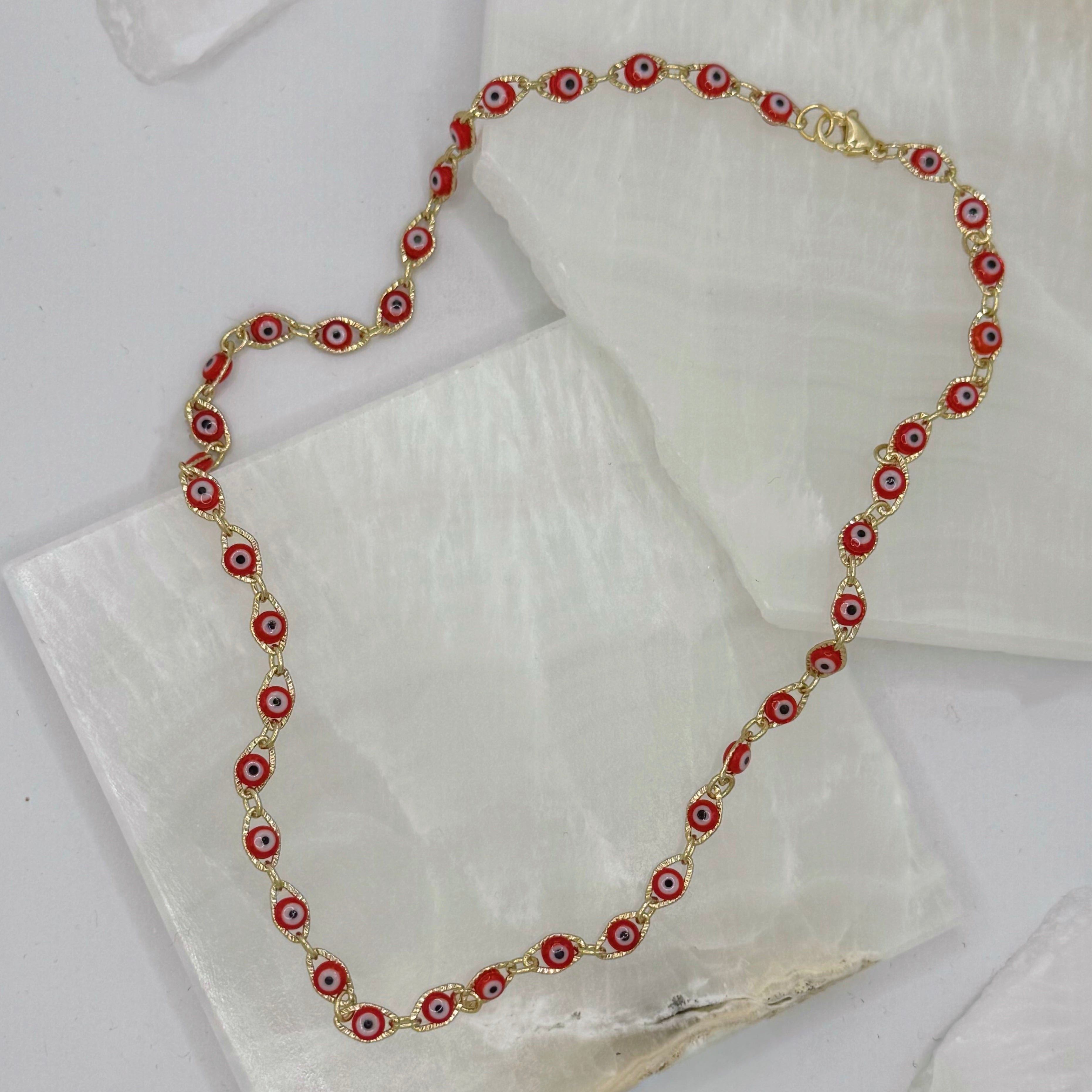 RED EVIL EYE BEADED necklace