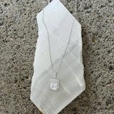 SILVER CRYSTAL CUSHION CUT JEWEL necklace