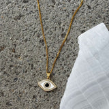 WHITE ENAMEL CRYSTAL EVIL EYE necklace