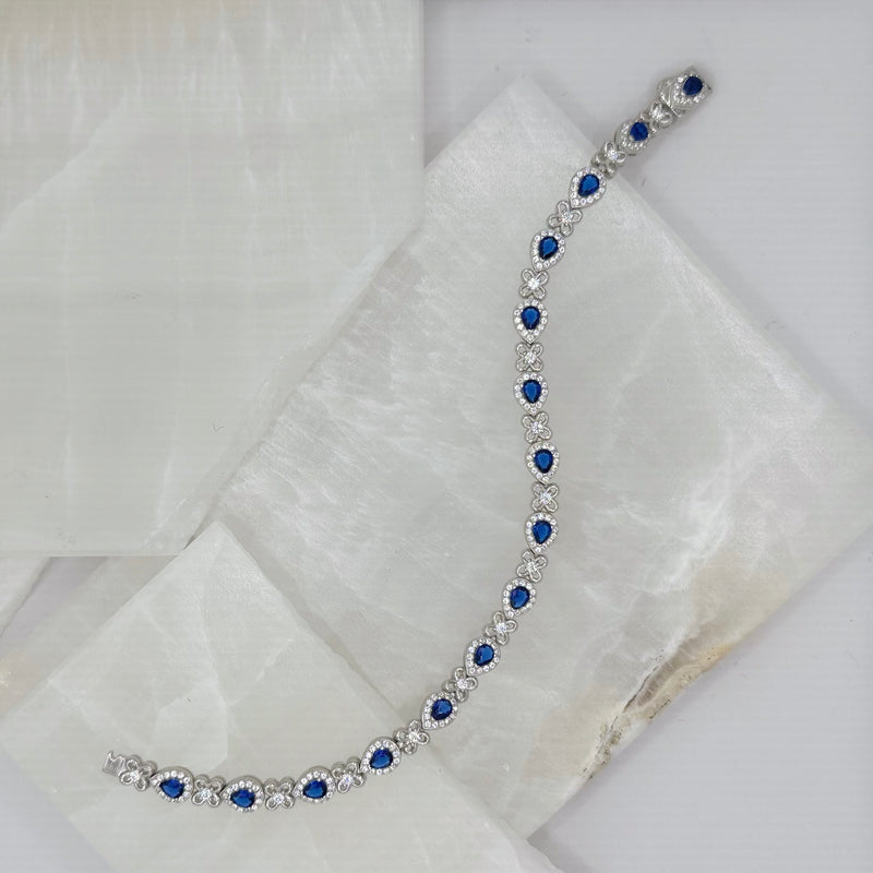 SILVER CRYSTAL BLUE SAPPHIRE TEARDROP bracelet