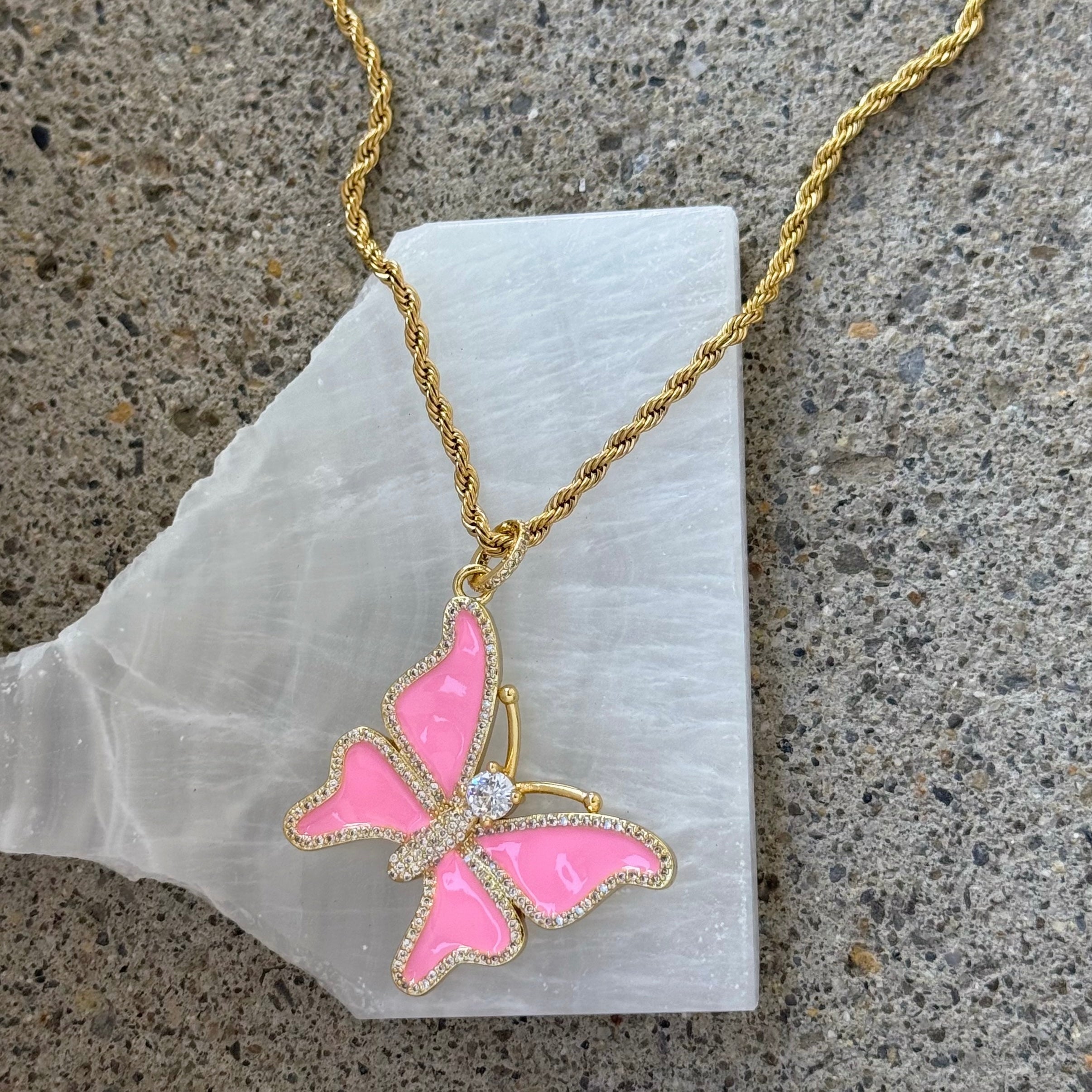 PINK YARA BUTTERFLY necklace