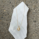 GOLD OVAL CRYSTAL SUPER MINI STEEL necklace