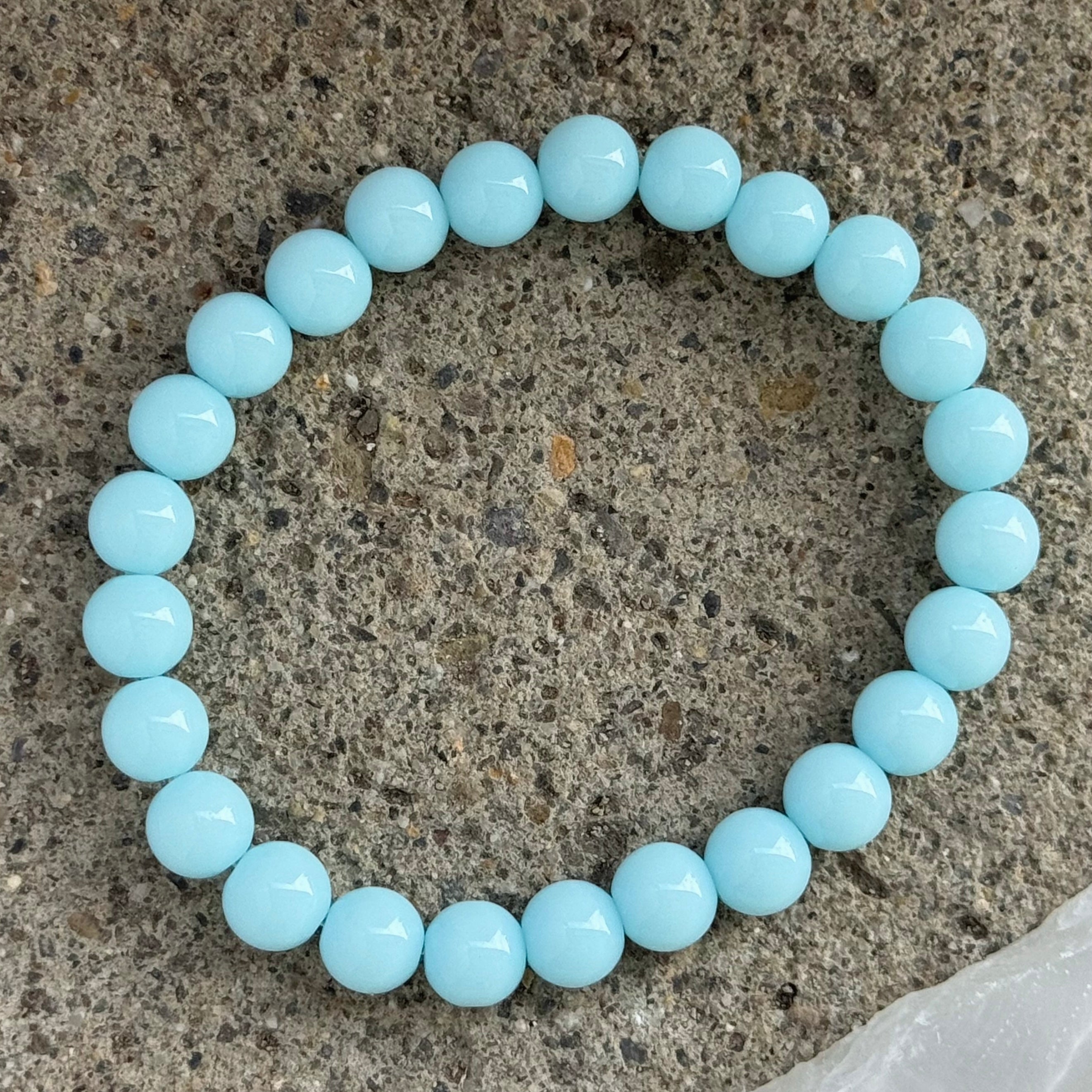 8MM BLUE JADE BEADED bracelet