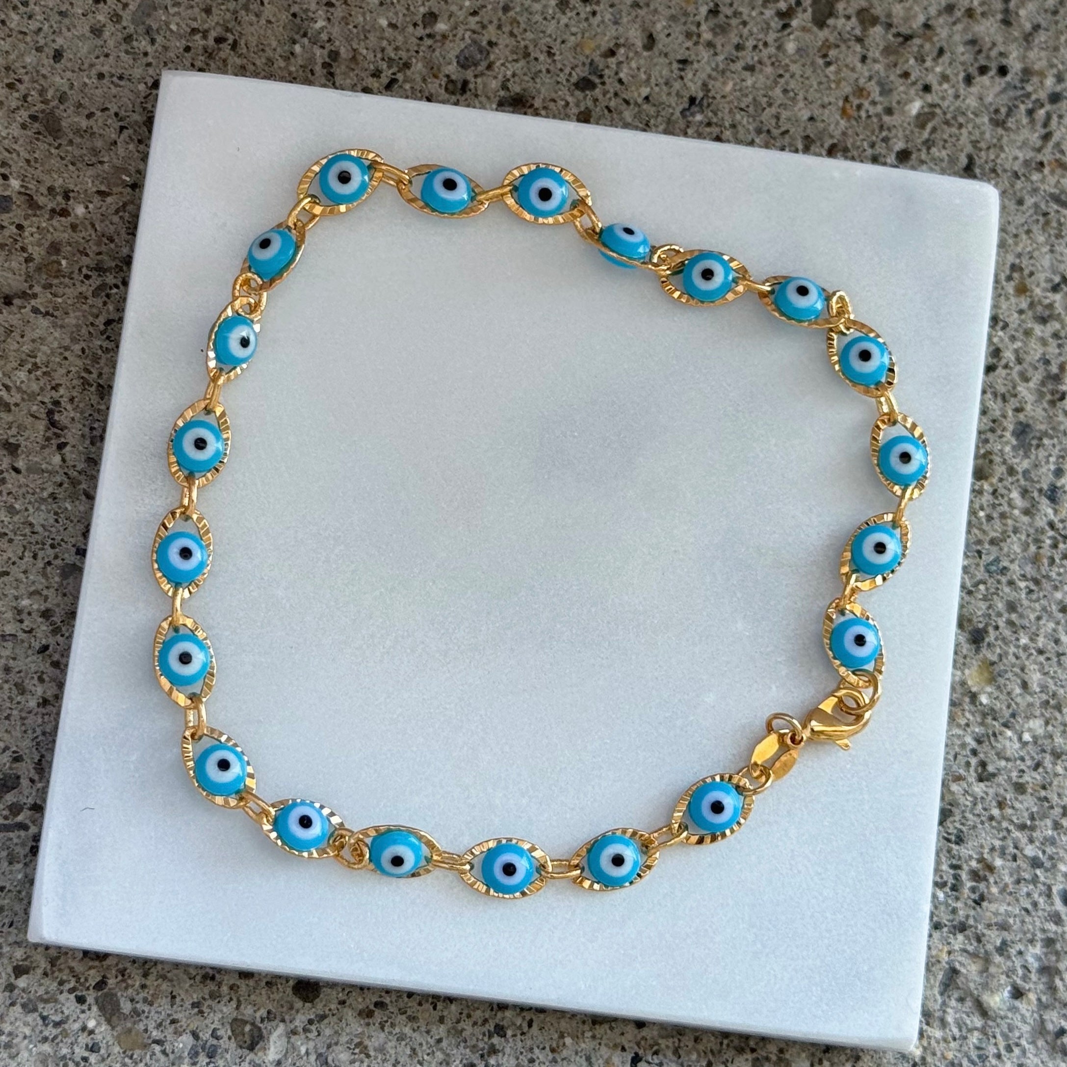 LIGHT BLUE EVIL EYE anklet