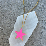 LARGE PINK ENAMEL STAR necklace