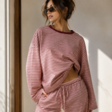 ROSE PINK STRIPED LONG SLEEVE OVERSIZED top