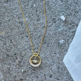 GOLD CRYSTAL MOM CIRCLE HEART necklace