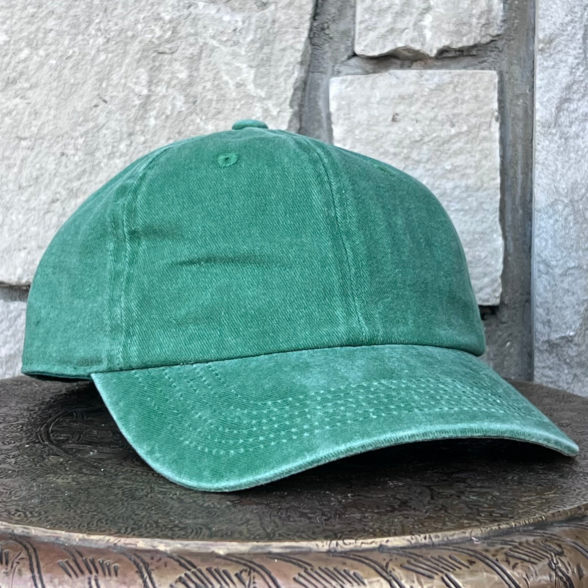 GREEN GARMENT-DYED COTTON BASEBALL cap