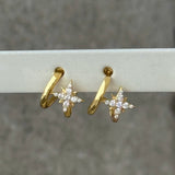 GOLD CRYSTAL STARBURST HUGGIE STUD earrings