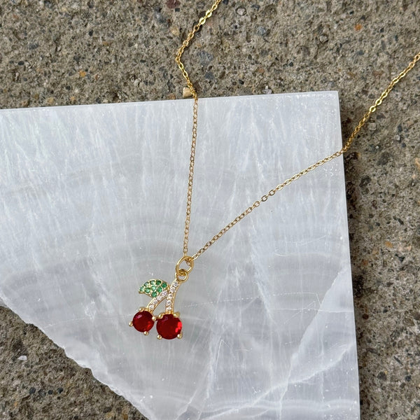 GOLD CRYSTAL CHERRY necklace