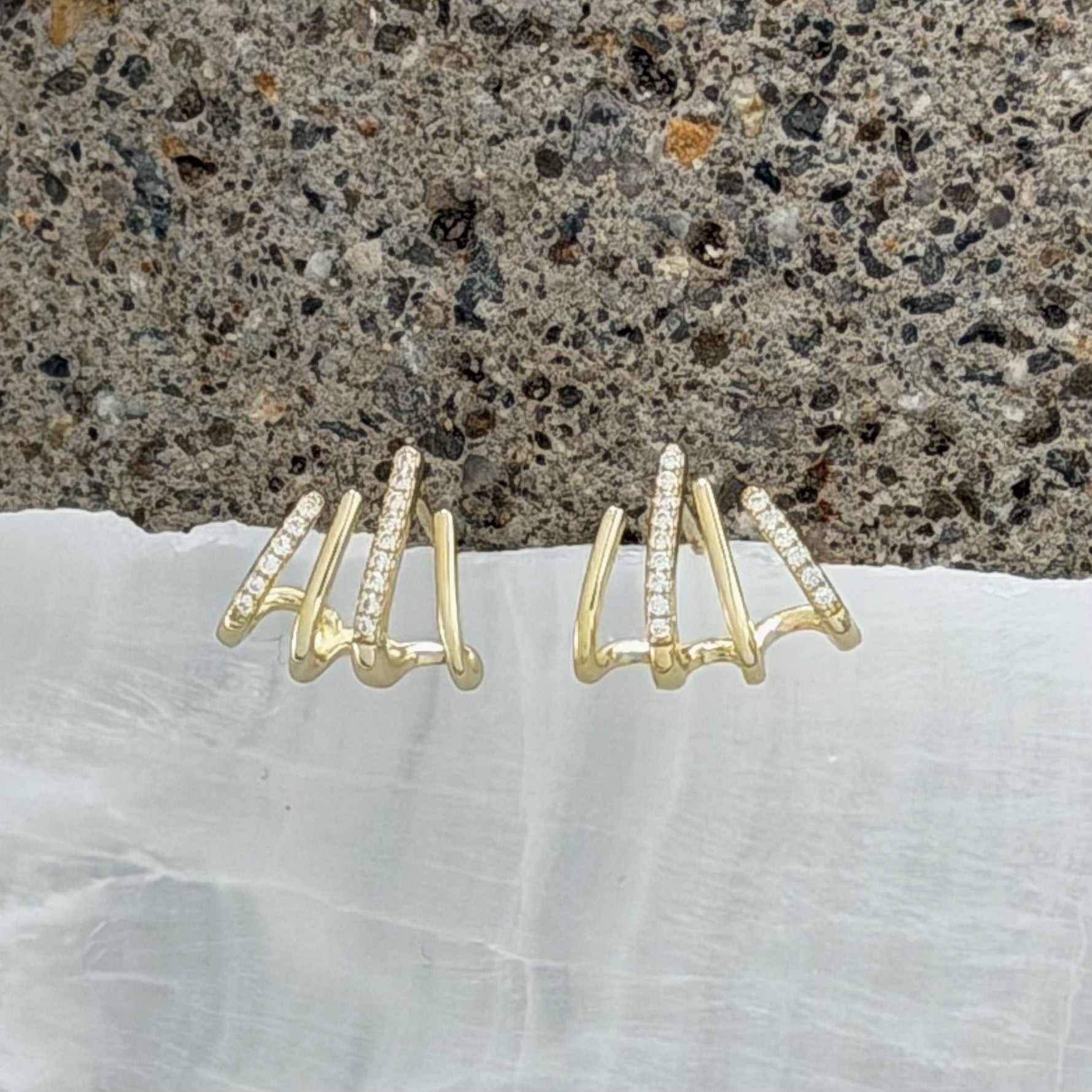 GOLD CRYSTAL CAGED STUD earrings