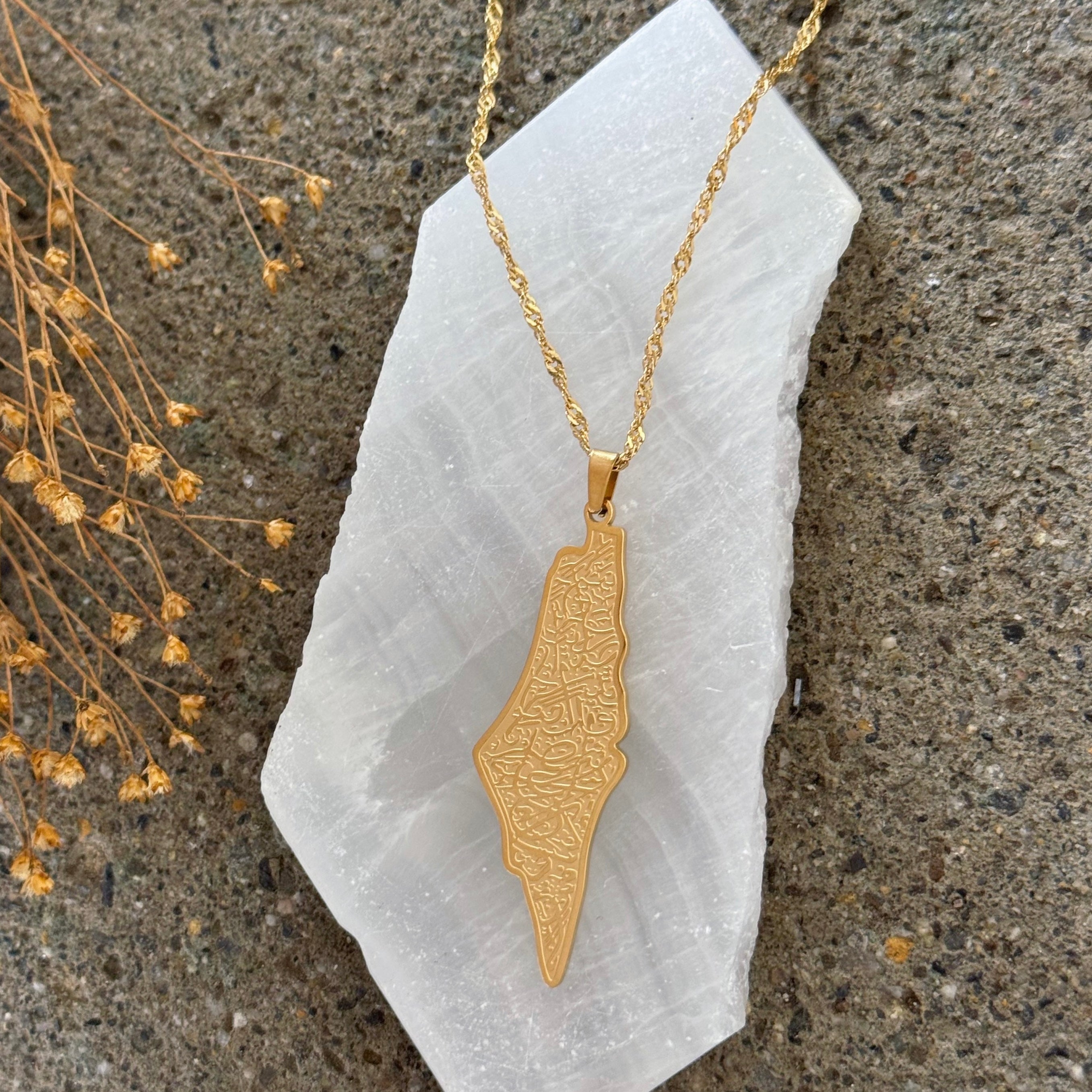 GOLD PALESTINE COUNTRY MAP necklace