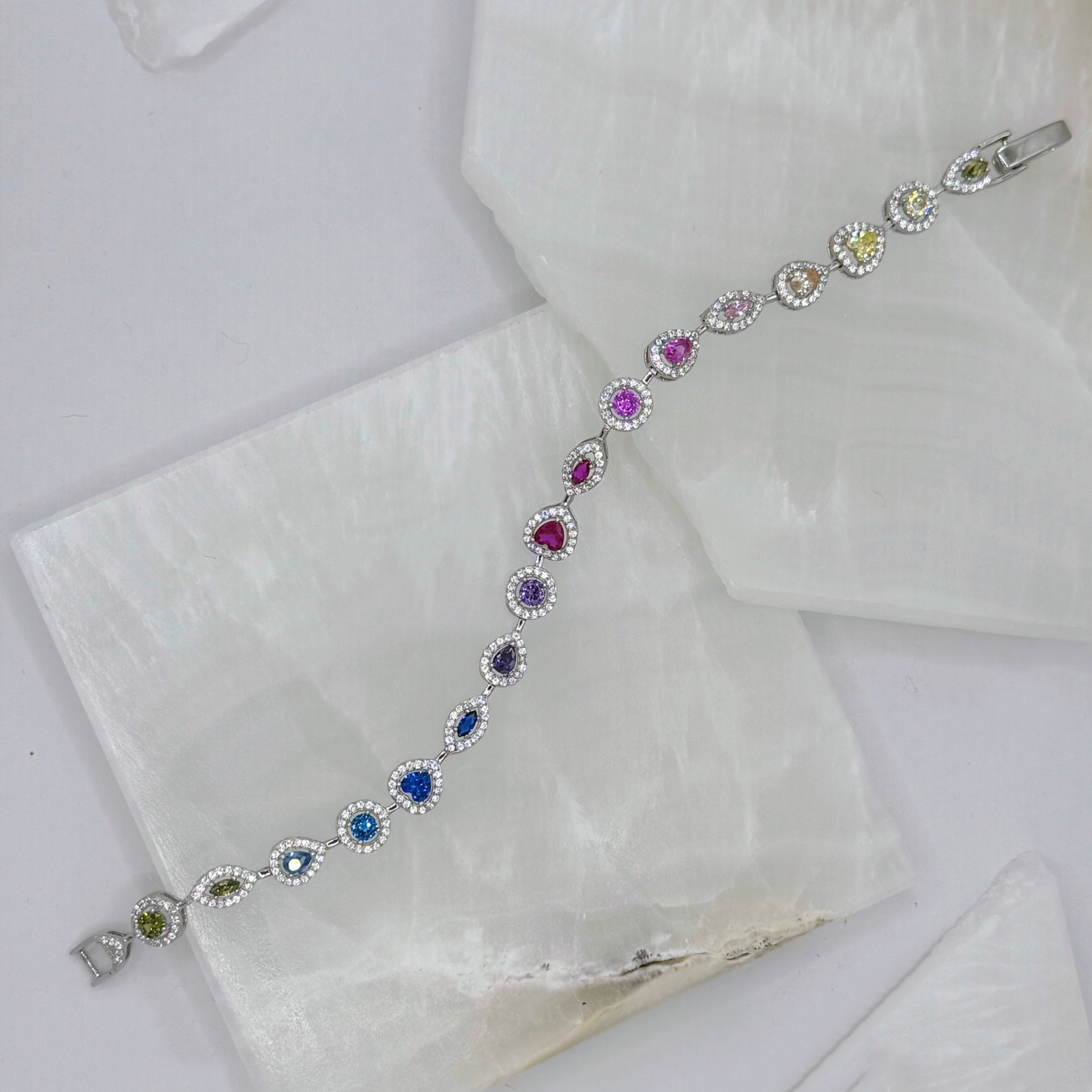 SILVER COLORED MIXED CRYSTAL bracelet