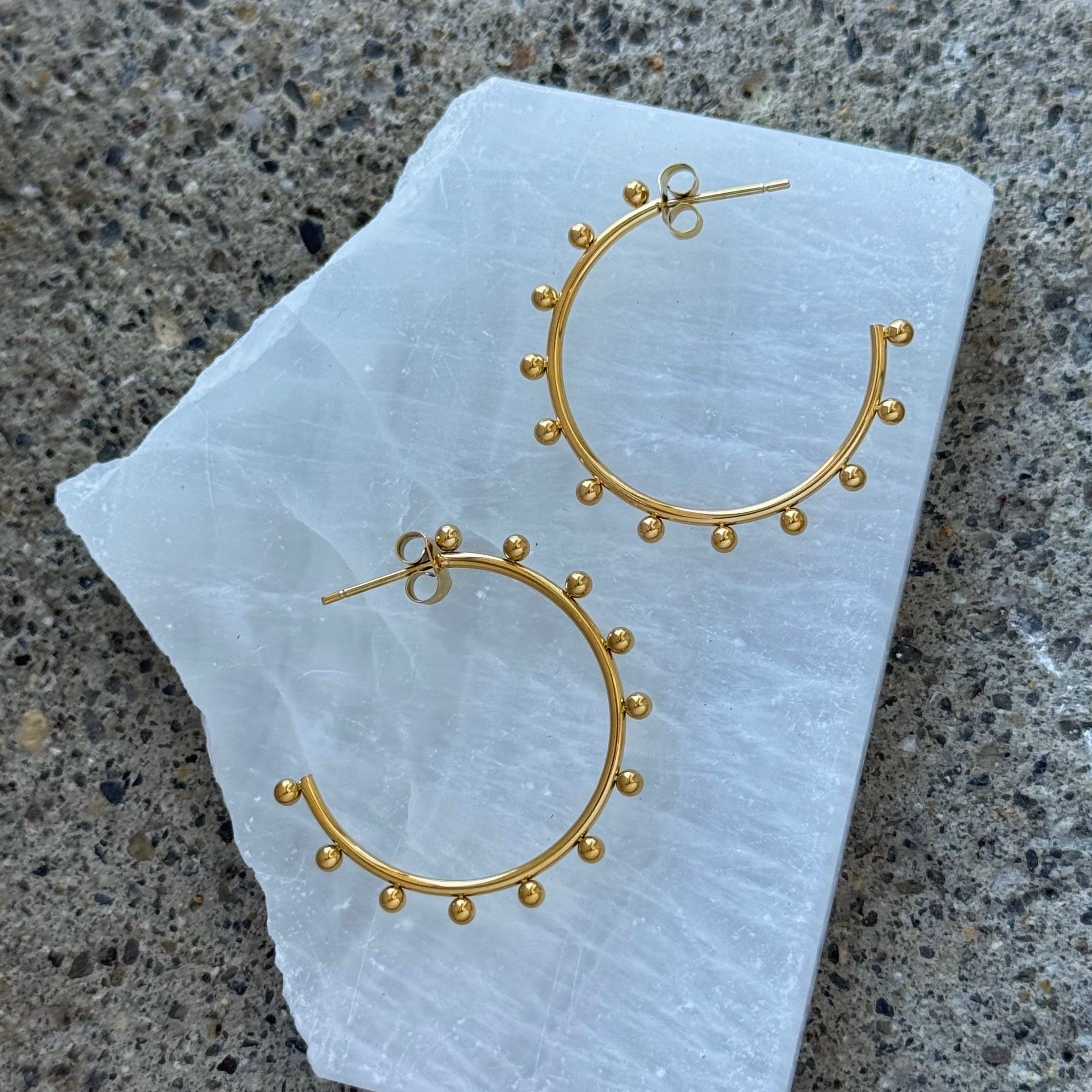 GOLD BEADED HOOP earrings