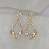 GOLD CLUSTERED CRYSTAL TEARDROP earrings