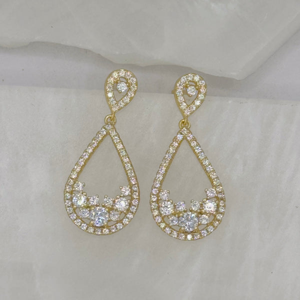 GOLD CLUSTERED CRYSTAL TEARDROP earrings