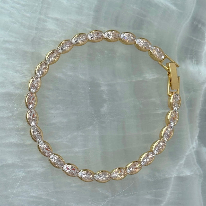 GOLD CRYSTAL OVAL TENNIS bracelet