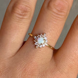 GOLD CRYSTAL STARBURST OPAL ring