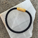 MENS GOLD PENDANT LEATHER bracelet