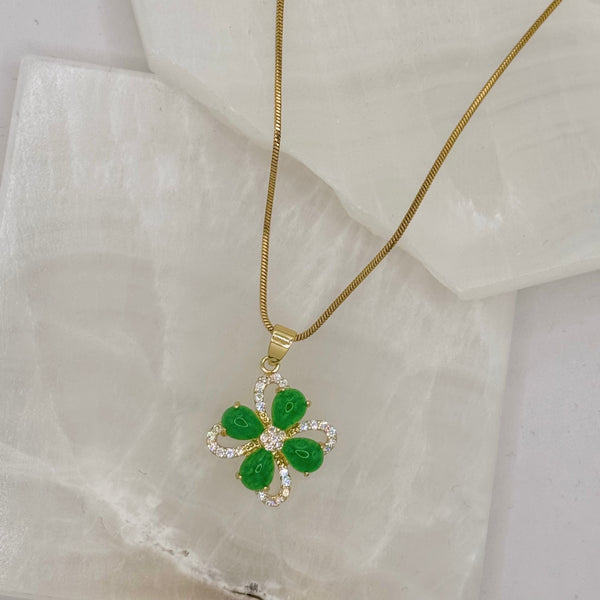 CRYSTAL LUCKY GREEN JADE necklace