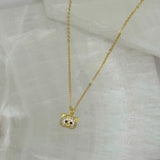 GOLD CRYSTAL TEDDY BEAR SUPER MINI necklace
