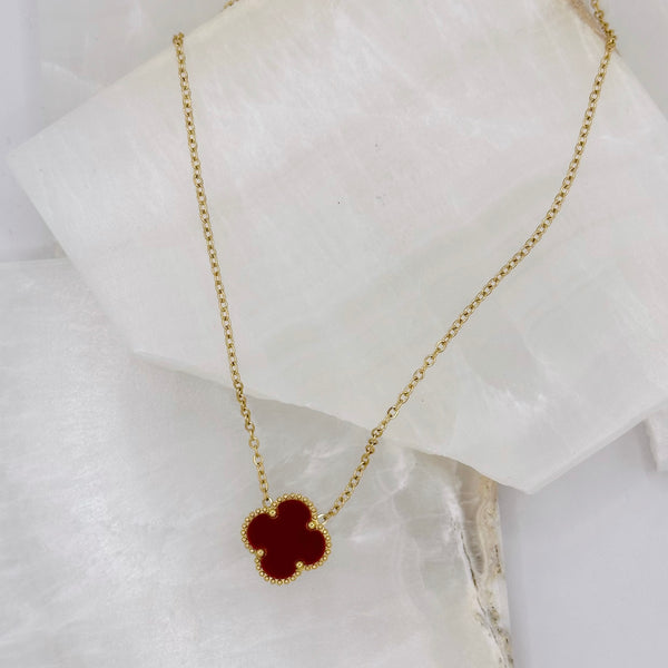 RED CLOVER GOLD STEEL necklace
