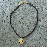 GOLD ROUND MULTICOLOR MEDALLION CHORD necklace