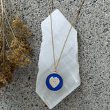 BLUE ENAMEL CRYSTAL HEART necklace