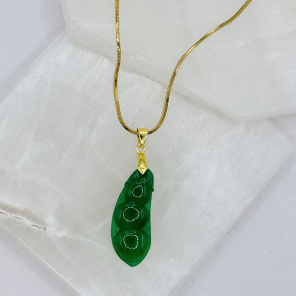 LUCKY PEAS GREEN JADE MINI necklace