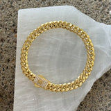 6MM GOLD CUBAN CRYSTAL BOX CLASP bracelet