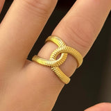 GOLD RIDGES LOOP STEEL ring