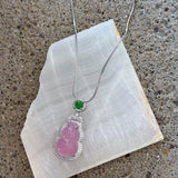 SILVER ALEEN GREEN & PINK JADE necklace