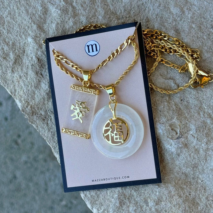 GOOD FORTUNE PROSPERITY WHITE JADE set