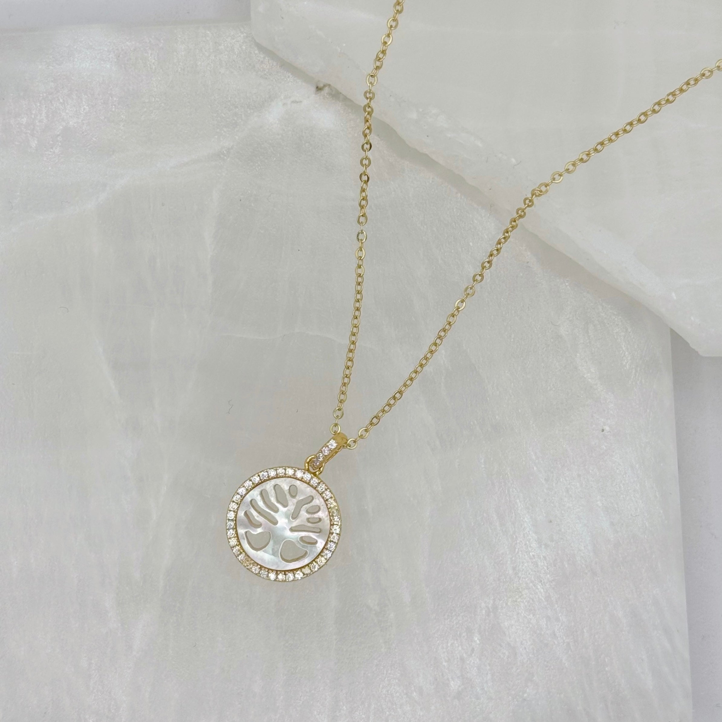 MOTHER OF PEARL TREE OF LIFE SUPER MINI necklace