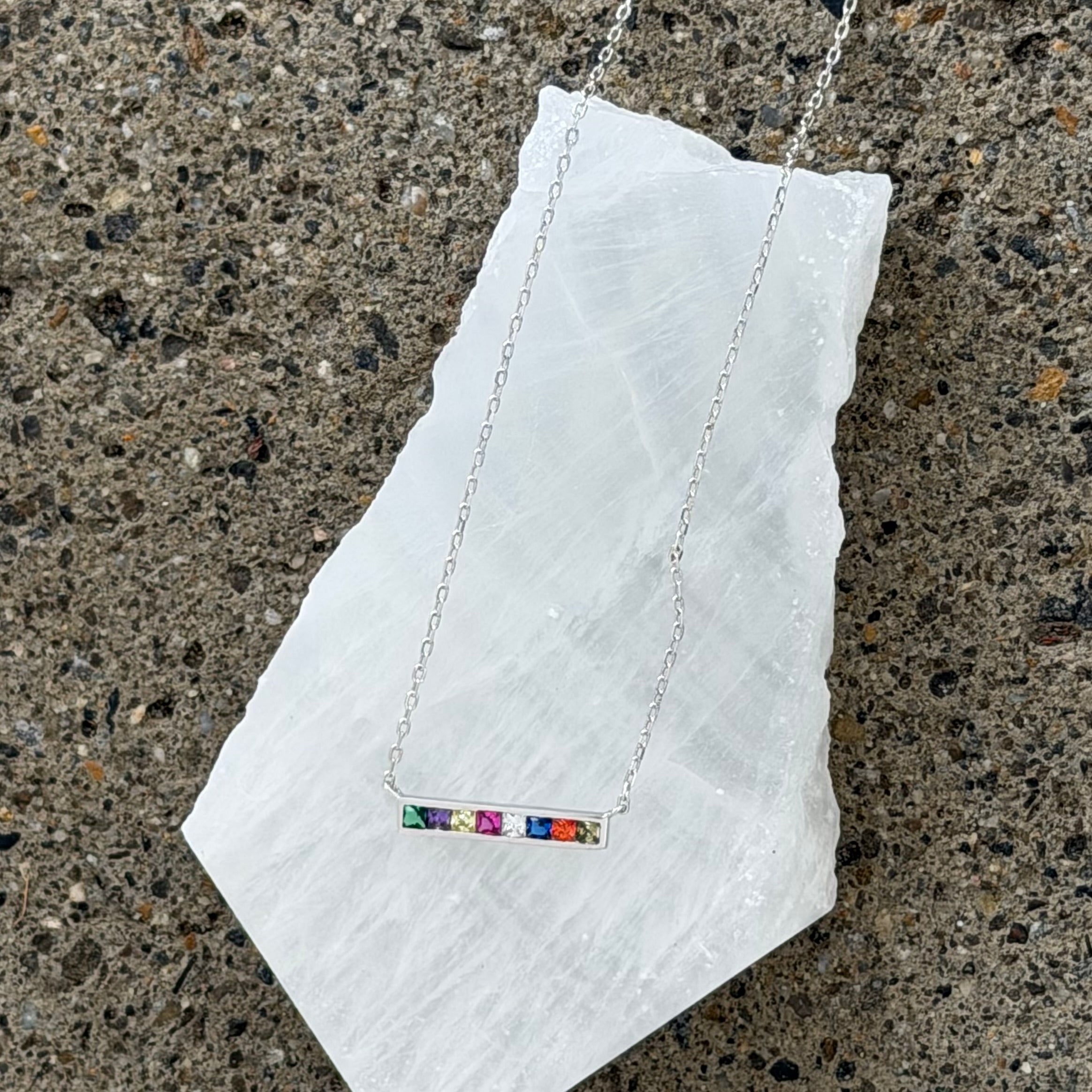 SILVER MULTICOLOR BAR MINI necklace