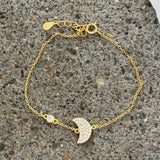 GOLD CRYSTAL PAVE MOON DAINTY bracelet