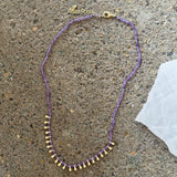 AMETHYST GOLD TEARDROP DIAMOND CUT BEADED necklace